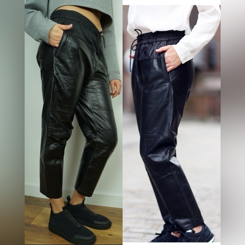Alexander Wang H&M Leather Paneled Trouser Pants Black , size 4